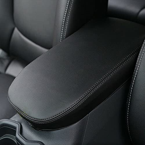 INTGET Center Console Armrest Cover for 2025 Toyota RAV4 Accessories 2024 2023 2022 2021 2020 2019 Leather Middle Console Lid Cover Pad Protector Elbow Arm Rest Covering Car(Black) - color: black