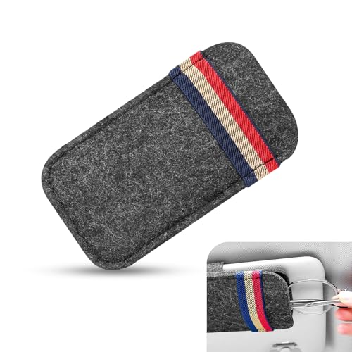 Car Sun Visor Sunglasses Storage Bag, Soft Felt Anti-Scratch Protective Bag, Multi-Function Organizer for Card Pen Invoice, Universal for Car Sun Visor Accessory (Gray) - color: Gray