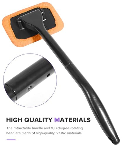 6PCS Car Detailing Kit,Windshield Cleaner Tool,Car Accessories Inside Windshield Cleaning Tool with Extendable Handle,4 Microfiber Pads and 1 Spray Bottles,Suitable for All Cars,Trucks,SUVs,RVs