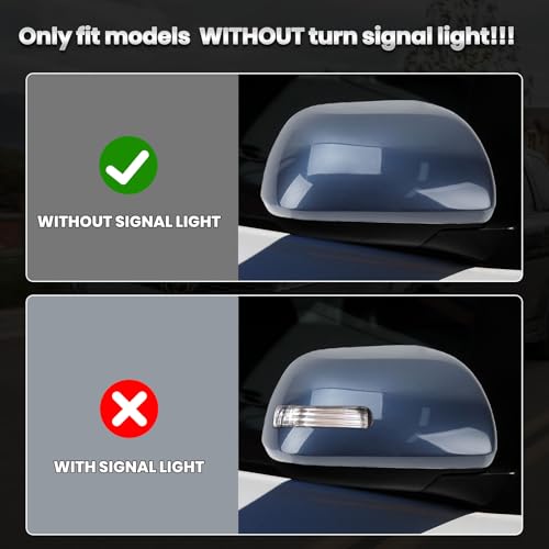 Compatible with 2012-2020 Toyota Sienna Right Side Mirror Cover Cap, Blue Passenger Side Clip-on Mirror Cap Replacement Without Turn Signal Light Replaces for 87915-08021-J0 - color: Right Blue