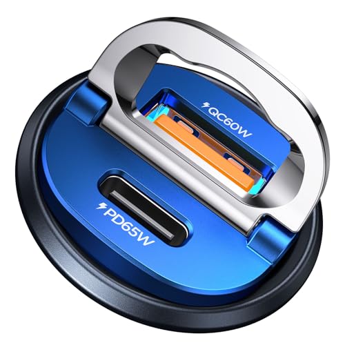 【Upgraded】 125W USB C Car Charger Super Fast Charging for iPhone 16, [PD65W & QC60W][All Metal] MRGLAS Cigarette Lighter Car Charger,Dual Port for iPhone 16 15 Pro iPad Samsung S25 S24 MacBook-Blue - color: Blue