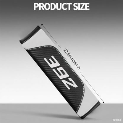 2Pcs Carbon Fiber Leather Seat Belt Cushions Shoulder Pad Soft for Dodge Challenger Durango SRT 392 Accessories,Car Seat Belt Pads Safety Belt Cover Pad (White 392) - color: White 392