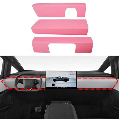Barong for Tesla Cybertruck Accessoriess Interior Stickers Car Central Control Dashboard Panel Cover Trim Frame Decal Pink - color: Central Control Dashboard Panel Cover 3pcs