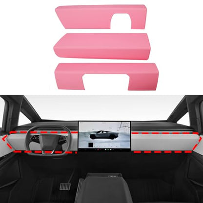 Barong for Tesla Cybertruck Accessoriess Interior Stickers Car Central Control Dashboard Panel Cover Trim Frame Decal Pink - color: Central Control Dashboard Panel Cover 3pcs