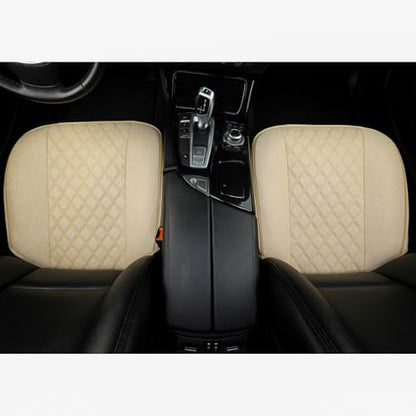 West Llama Linen Front Car Seat Cover Protector Anti-Slip Bottom Seat Cover Fits 95% of Vehicles,Wrapping Around The Bottom,Diamond Pattern(Beige-1Pcs) - color: Diamond Pattern-Beige, size: 1pc