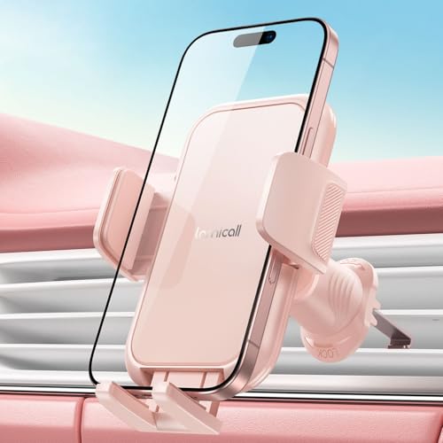 Lamicall 2026 Wider Clamp & Metal Hook Car Phone Holder Vent [Thick Cases Friendly] Phone Holders for Your Car Mount Automobile Hands Free Cradle Air Vent for iPhone 17 16 15 14 13 Pro Max Pink - color: NEW Upgraded - Pink