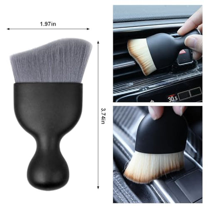 Osilly Car Detailing Brush, Auto Interior Soft Bristles Curved Cleaning Brush, Dust Collectors Dirt Removal Tool for Car Dashboard, Air Conditioner Vents, Leather, Computer, Scratch Free (Gray) - color: Gray