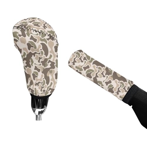 Handbrake and Gear Shift Knob Cover 2 Piece Automobile Hand Brake Cover Car Interior Accessories - color: Duck Camo-D