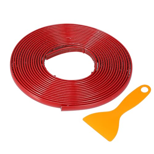 Window Trim Strip Kit 5/16" 8mm Width 16Ft 5m Universal for Exterior Car Bumper Door Body Self Adhesive Scratch-Proof Decorative Sticker Plastic Gloss Red - color: Red, size: 8mm