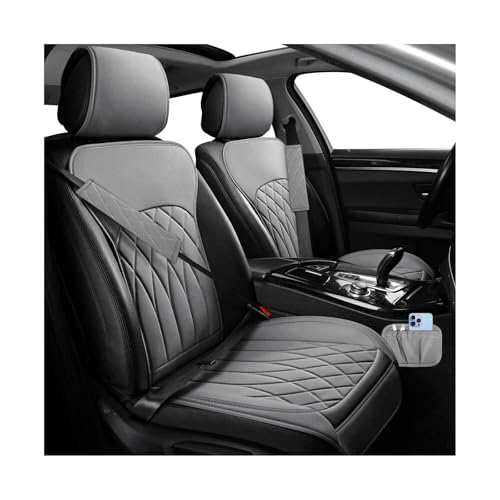2 PCS Leather Front Car Seat Covers, Sideless Auto Seat Covers with Storage Pocket & Seatbelt Pads, Universal Waterproof Vehicle Seats Protectors for Most Front Seats (Gray) - color: Gray