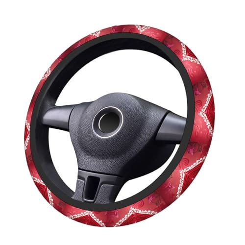 Swono Valentine Steering Wheel Cover, Romantic Red Love Heart Rose Flowers Breathable Auto Car Steering Wheel Cushion Case for Men Universal 15 Inch Steering Wheel Protection - color: Valentine