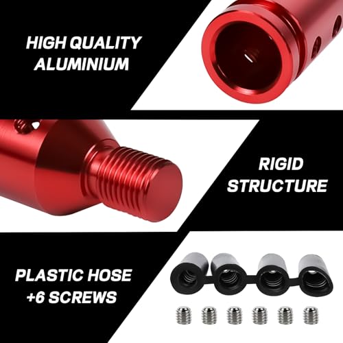 M12x1.25 Shift Knob Adapter, Aluminum Gear Shift Adapter Kit with 4-Sizes Hoses, Universal Gear Shift Knob Cover for Non-Threaded Manual Shifters, Car Stick Shift Knob Adapter (Red) - color: Red