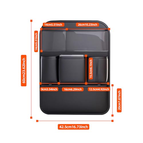 2 Pack PU Leather Premium Car SeatBack Organizer Travel Accessories Kick mats Back seat Protector and Cup Holder Holder Universal Use Seat Covers