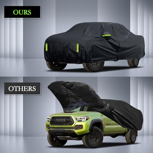 Car Cover Custom Fit for Toyota Tacoma 2005-2025, Waterproof All Weather for Automobiles Full Exterior Cover Rain Sun Snow Protector with Door Zipper Black - size: Custom Fit for Toyota Tacoma