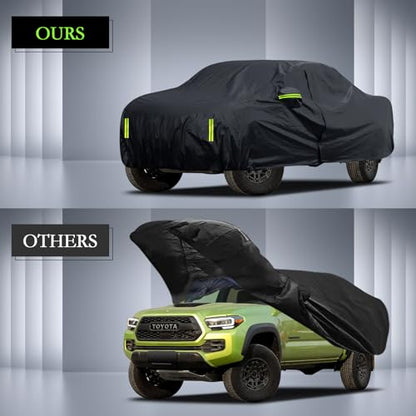 Car Cover Custom Fit for Toyota Tacoma 2005-2025, Waterproof All Weather for Automobiles Full Exterior Cover Rain Sun Snow Protector with Door Zipper Black - size: Custom Fit for Toyota Tacoma