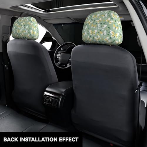 Car Seat Headrest Cover Butterfly Butterflies 2 PCS Stretch Breathable Car Headrest Protector Universal Soft Head Rest Cushion Case for Most Cars, Vans, Trucks - color: Green Butterfly