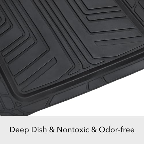 Amazon Basics 4-Piece Premium All-Season Anti-Slip Rubber Floor Mats, All Weather Protection for Cars, SUVs and Trucks, Universal Trim to Fit, Black