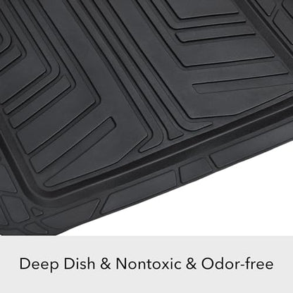 Amazon Basics 4-Piece Premium All-Season Anti-Slip Rubber Floor Mats, All Weather Protection for Cars, SUVs and Trucks, Universal Trim to Fit, Black