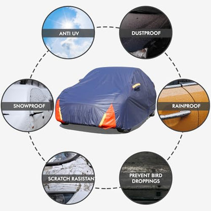 Tesla Model Y Car Cover Waterproof All Weather, 6 Layers Outdoor Full Exterior Cover Rain Sun UV Snowproof Protection with Zipper Cotton, Mirror Pocket and Charging Port - style: Model Y-Red