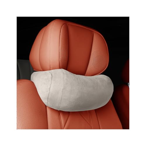 Car Headrest Neck Pillow, Suede Soft Comfortable Vehicle Seat Support Head Rest Pillow Cushion for Driving, Automotive Interior Accessories, Universal for SUV Sedan Truck (Beige) - color: Beige