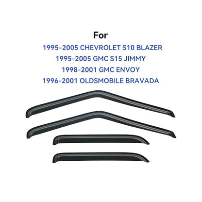 Window Visors Rain Guards Shield for 1995-2005 Chevy S10 Blazer/GMC S15 Jimmy, Out-Channel Window Vent Wind Deflectors Visors Shades for 1998-2001 GMC Envoy, 1996-2001 Oldsmobile Bravada - size: 1995-2005 Chevrolet S10 Blazer