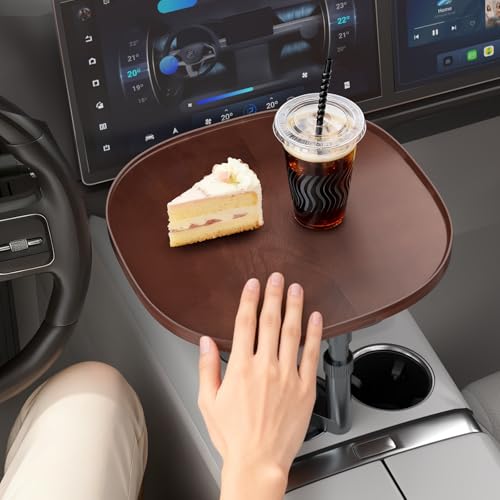 Car Desk for Laptop with 360° Swivel, Height-Adjustable Car Tray Table - Wooden Car Laptop Mount & Cup Holder Table, Universal Car Food Tray for Most Vehicles - color: brown