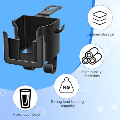 Car Headrest Cup Holder for Back Seat, 2PCS 3 in1 Multifunctional Vehicle Backseat Phone Organizer, Large Capacity Auto Handbag Storage Hook Hanger, Universal for SUV RV Truck