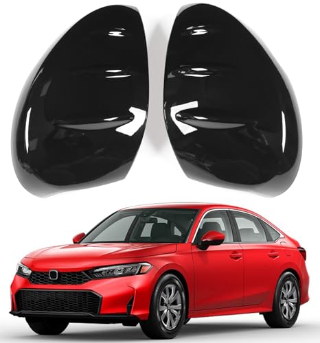 for 2022 2023 2024 2025 Honda Civic LX EX EX-L Sport Hatchback Extrior Side Rear View Mirror Cover, Rearview Mirror Trims for Civic 11th Gen Original Car OEM Style -Cool Glossy Black - color: gross black, size: Without Integrated Led Turn Indicators