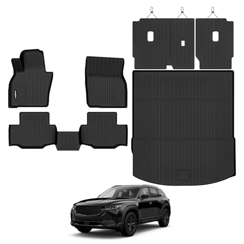 Floor Mats for Mazda CX-70 2025 2026, Trunk Mat and Backrest Mat All Weather TPE Protector for Mazda CX-70 Accessories