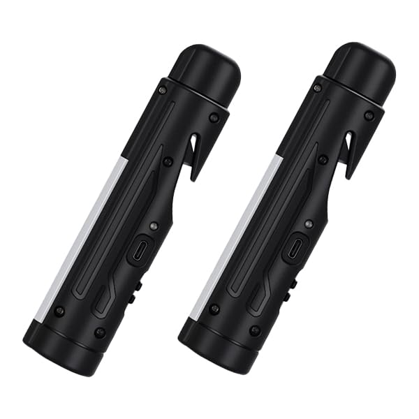 KnLnny Ware Automotive Escape Tool, Window Breaker,Seatbelt Cutter, Car Flashlight, 5 in1 Auto Tactical Gear, USB Charging, Magnetic Attraction, Emergency Kit Self Defense Accessories,Black - color: Black