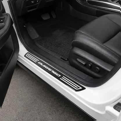 iPick Image for Dodge Durango X-Large Black Real Carbon Fiber 4 Pcs Universal Door Sill Step Protector Guard Decal Plates - color: Black-XL