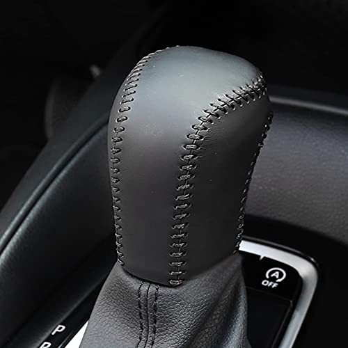 Genuine Leather Automatic at Gear Shift Knob Cover Protector Trim,the car Interior Accessories(Black Stitches)for Toyota Avalon(2019 2020 2021 2022 2023 2024 2025) camry corolla/Corolla Cross - color: Black Stitches, size: Avalon/Camry/Corolla/Corolla Cro