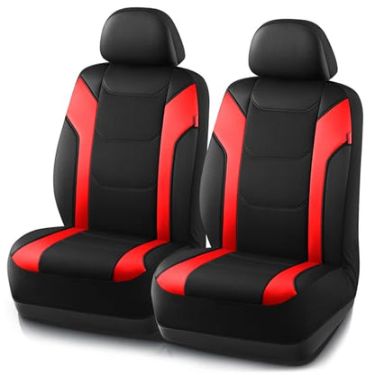 Rubbermaid Leather Car Seat Cover – Universal Front Seat Cover, Airbag Compatible, Easy to Install, Water-Resistant and Durable Automotive Seat Cover for Cars, Trucks, SUVs, Vans – Red - color: Red
