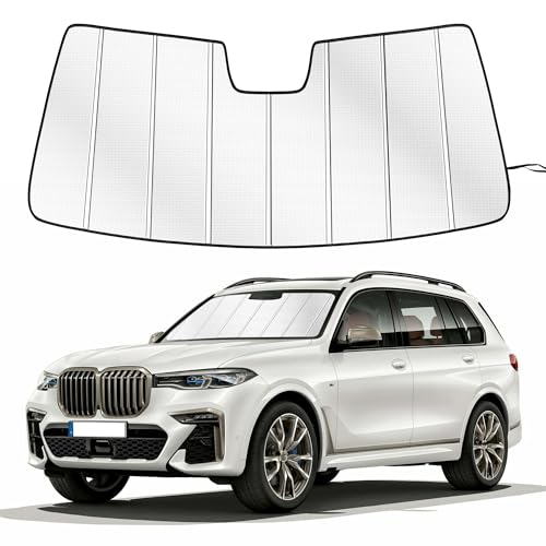 Windshield Sun Shade for BMW X7 2019-2026 Custom Fit Accordion Folding Design Window Sunshade Car Accessories, Full Coverage Sun Visor Protector - Blocks 99% UV Rays - size: B-M-W X7 2019-2026