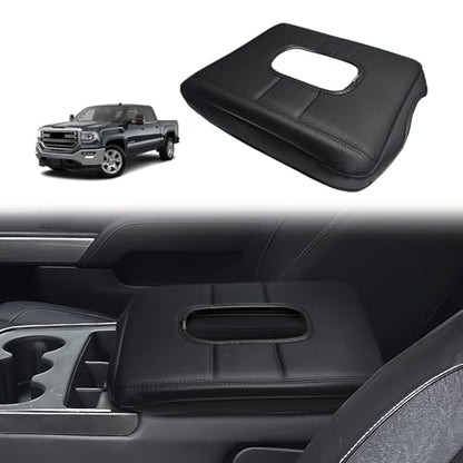 Muslogy Center Console Armrest Cover Fit for Chevy Silverado & GMC Sierra 1500 2500 3500HD 2014-2018 Accessories, Comfort Armrest Pad Console Lid Cushion Vegan Leather Regular Thick(Split Bench Seat) - size: 1) 14-18 |Silverado & Sierra| Jump Seat, Regula