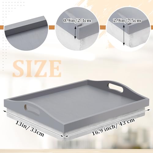 Tioncy 1 Piece Bamboo Lap Tray with Detachable Pillow 16.9'' x 13'' Lap TV Trays Desk with Handles for Adults Eating in Recliner Breakfast Housewarming Gift (Grey) - color: Gray
