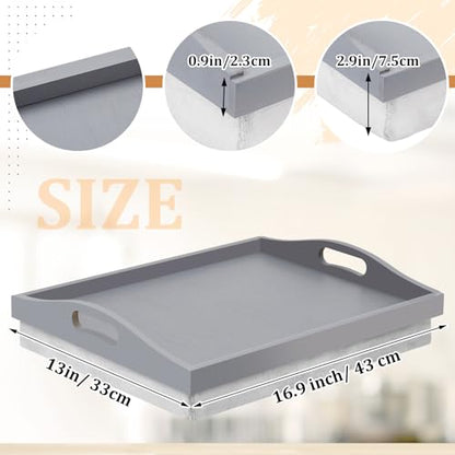 Tioncy 1 Piece Bamboo Lap Tray with Detachable Pillow 16.9'' x 13'' Lap TV Trays Desk with Handles for Adults Eating in Recliner Breakfast Housewarming Gift (Grey) - color: Gray