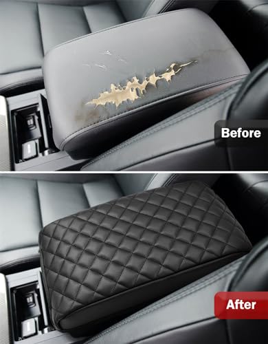 KBH Center Console Armrest Cover for Toyota Camry 2012 2013 2014 2015 2016 2017, Vinyl Leather Trim, Car Arm Rest Cushion Pad Protective Covering, Anti-Scratch, Black - color: Black Cover, size: Camry 2012-2017