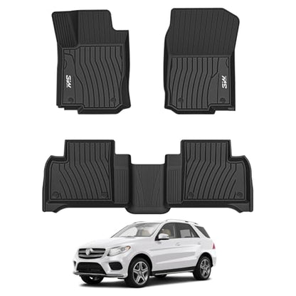 3W Floor Mats for 2012-2019 Benz ML/GL/GLE/GLS Series (ML/GL/GLE/GLS 350/450/550/63 AMG), TPE All Weather Custom Fit Floor Liner for 1st and 2nd Row Full Set Car Mats, Black - size: 5. Benz ML/GLE/GLS|12-19|Floor Mats Upgrade