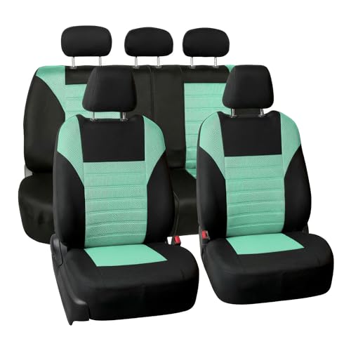 FH Group Automotive Car Seat Covers Full Set Premium 3D Air Mesh Front Seat Covers, Airbag Compatible & Split Bench Cover Universal Fit Interior Accessories for Cars Trucks and SUVs - Mint - color: Mint, size: Full Set