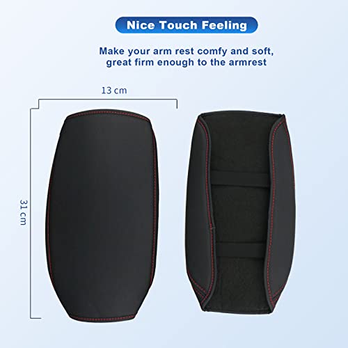 CDEFG 2024 2025 CX-5 Center Console Cover Armrest Pad Compatible with 2018-2023 2024 2025 Mazda CX5 CX-5 Console Lid Protective Cover Black Leather Scratch Resistance (Red Line) - color: Red Stitches for 2018-2025 CX-5