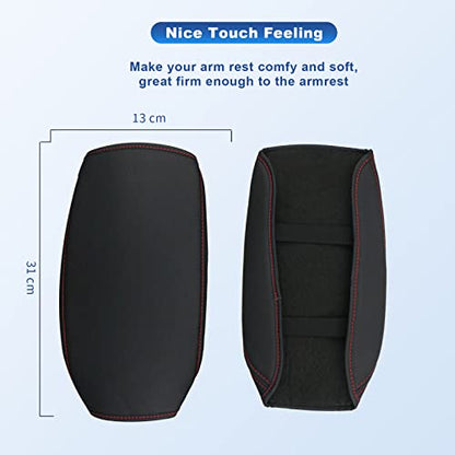 CDEFG 2024 2025 CX-5 Center Console Cover Armrest Pad Compatible with 2018-2023 2024 2025 Mazda CX5 CX-5 Console Lid Protective Cover Black Leather Scratch Resistance (Red Line) - color: Red Stitches for 2018-2025 CX-5