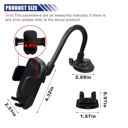 LAINLOY Car Phone Holder Mount, 12 Inch Gooseneck Long Arm Cell Phone Holder, Windshield Window, Dashboard Anti-Shake Handsfree Stand with Strong Suction Cup, Fit for Most iPhone (L005L) - color: L005L