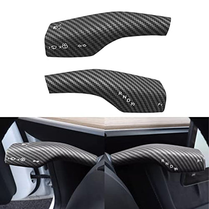 YHCDSEA Steering Lever Cover for Tesla Model 3/Y, Gear Shift Cover Accessory - Decorative Cover (Matt Carbon Fiber Pattern) - style: Matt Carbon Fiber Pattern