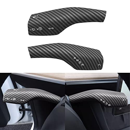 YHCDSEA Steering Lever Cover for Tesla Model 3/Y, Gear Shift Cover Accessory - Decorative Cover (Matt Carbon Fiber Pattern) - style: Matt Carbon Fiber Pattern