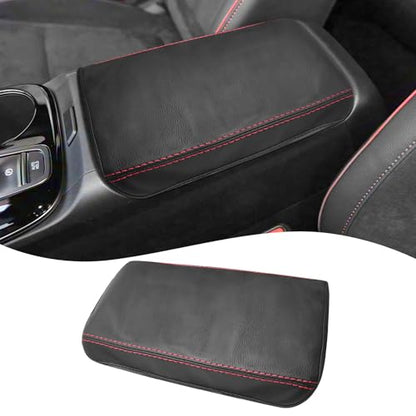QianBao Compatible with Hyundai Tucson 2022 2023 2024 Leather Armrest Box Center Console Cover Middle Console Cover Protector Red Stitches