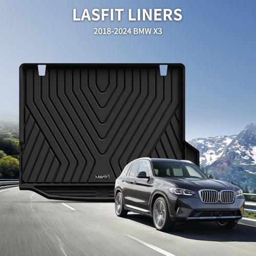 LASFIT Cargo Mat Fits for BMW X3 2024 2023 2022 2021 2020 2019 2018, Custom Fit TPE All Weather for BMW X3 M /M40i/30i/M Competition Trunk Mats Liner, Black (Don't Fit X3 30e) - size: 2) X3 2018-2024 | Cargo Liner