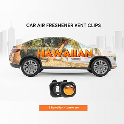DRIVEJOY Car Air Freshener Vent Clips, 8 PK, 6 Hawaiian, 2 New Car, Car Fresheners for Men Women, Up to 240 Days, Natural Odor Eliminator - color: Hawaiian