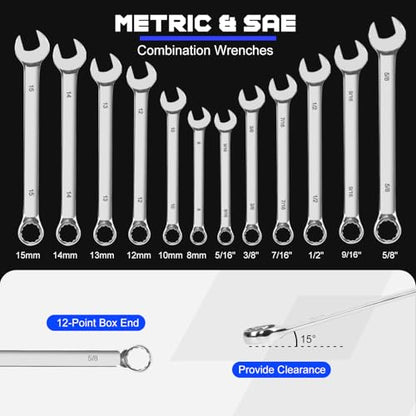 Prostormer Mechanic Tool Set, 240-Pieces Universal Household Auto Repair Tool Kit with Heavy Duty Aluminium Tool Box