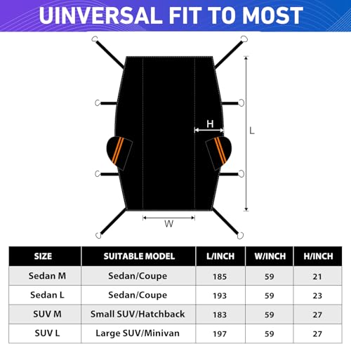 Half Car Cover for SUV, Windshield Cover for Ice and Snow, Hail Protector Car Cover Waterproof All Weather Fits Large SUV - size: SUV L